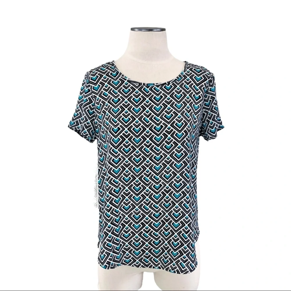 Pleione- Teal Multi Diamond Pattern Top XS